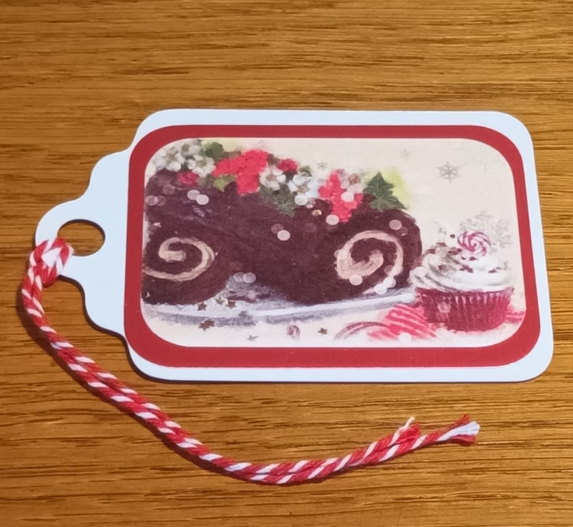 Yule Log Christmas Gift Tag