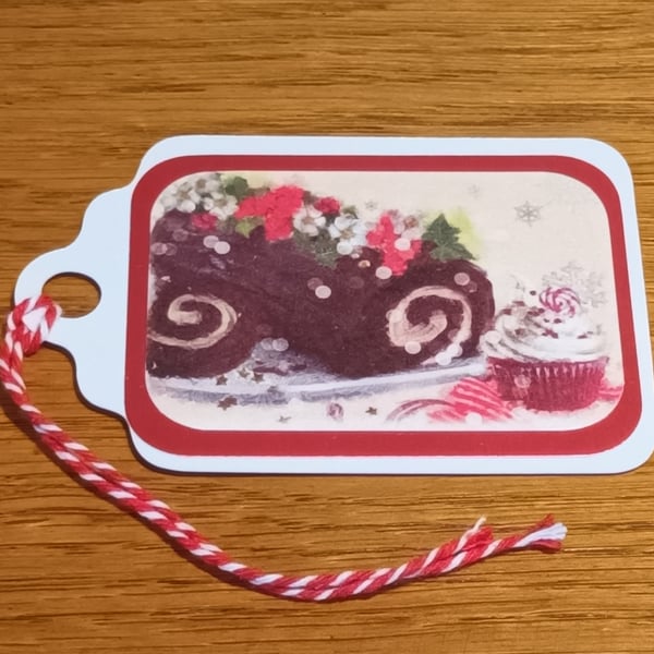 Yule Log Christmas Gift Tag