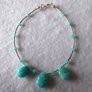 Amazonite Carved Teardrop and Sterling Silver Bracelet