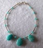 Amazonite Carved Teardrop and Sterling Silver Bracelet