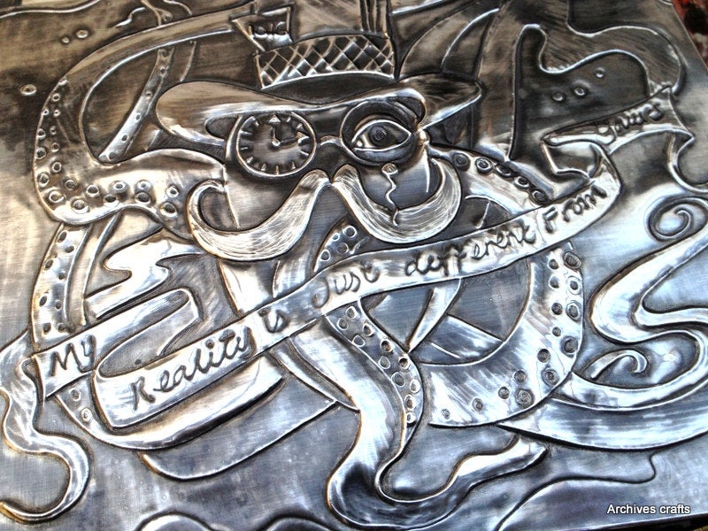 Custom Steampunk octopus mirror