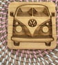Wooden Coaster - Camper Van - 10cm Square design handmade