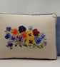 Pansies (Viola tricolour) 18"x 14" cushion.