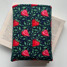 Strawberry Print Quilted Fabric Book Sleeve - Paperback Size
