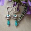 Aqua Bead Bird Earrings