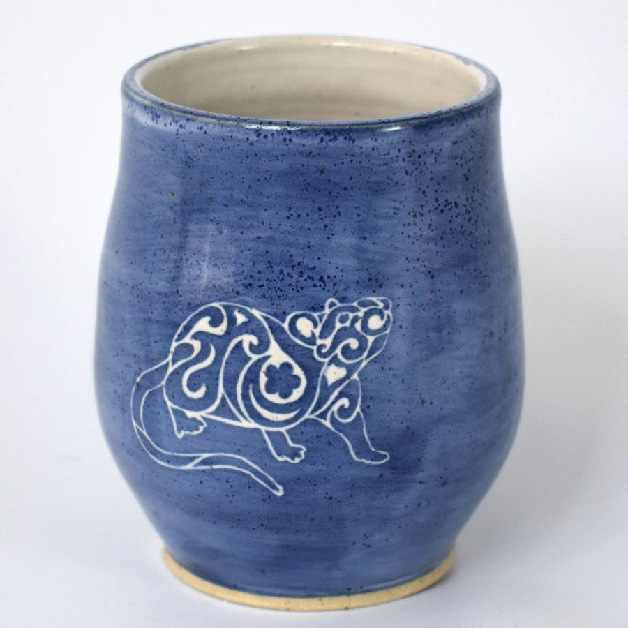 Pet rat wheel thrown pottery wine cup tumbler (Free UK postage)