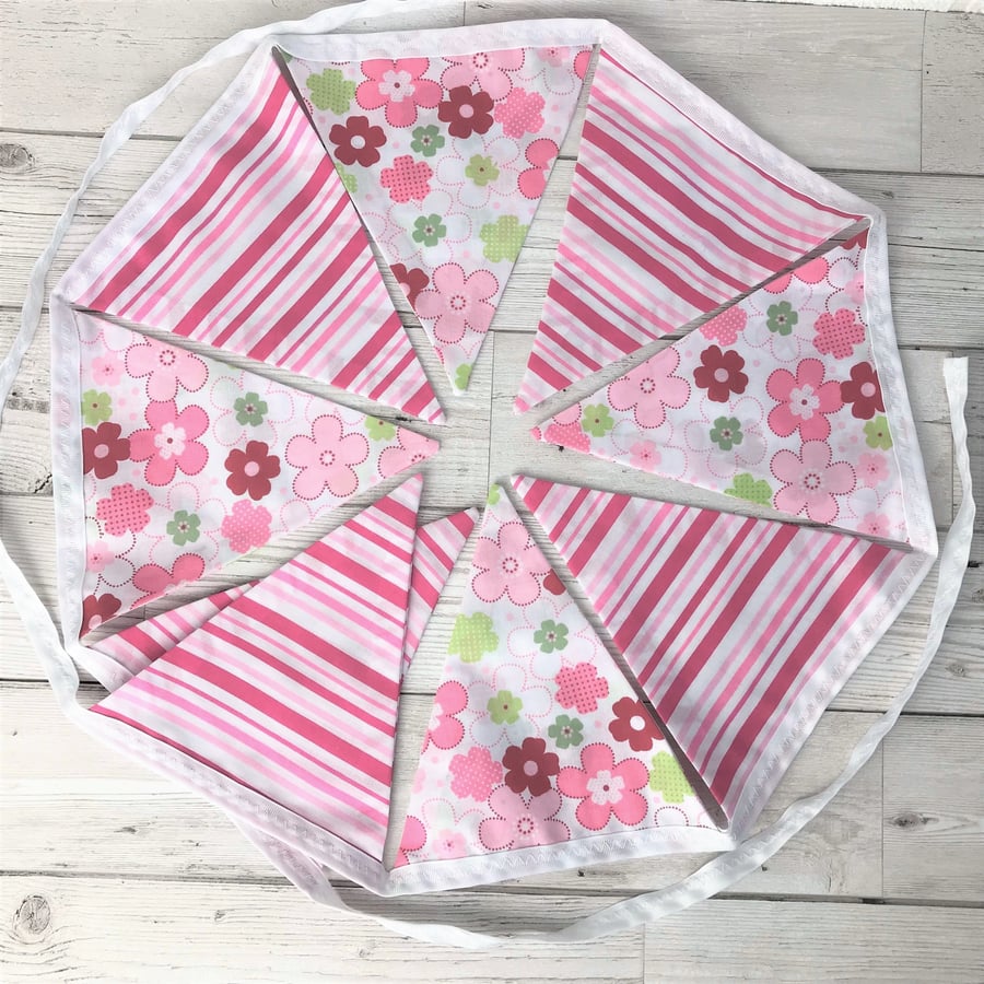 SALE, Pink striped and floral bunting