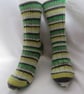 Hand-cranked Knitted Ribbed Wool Socks Size 8 to 9 - Image 1