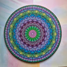 Hand Painted Original Mandala on 40cm Round Canvas "Secret Garden"
