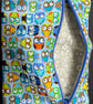 Small zipped purse -colourful owls on light blue
