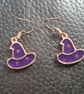 Purple witches hat earrings - Image 2