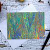 Multicoloured marbled paper art greetings note card 