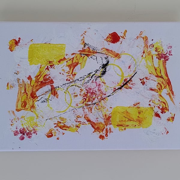 Rhythm in Yellow & Red - Original Abstract Acrylic Painting on Canvas
