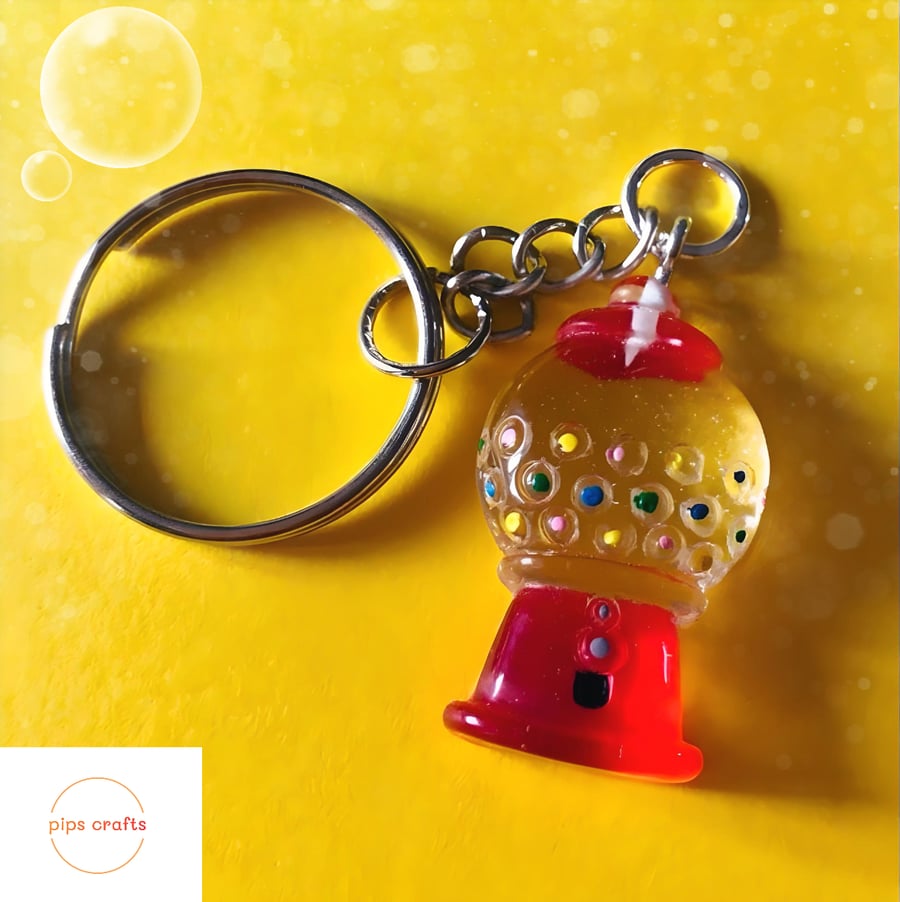Retro Red Bubblegum Machine Keyring,  - Quirky Fun Keychain, Gift