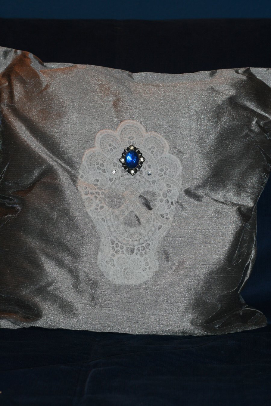 Silver skull cushion