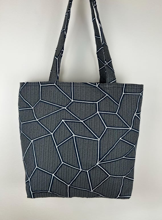 Handmade Knoll Upholstery Fabric Tote, Geometric Embroidered Bag