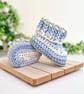 Blue Crochet Baby Booties - Sizes Newborn - 6 Months