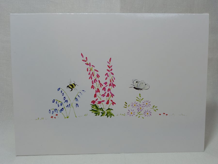 Cards, Greetings Card, Floral, Bee, Butterfly, Blank, From Original Artwork