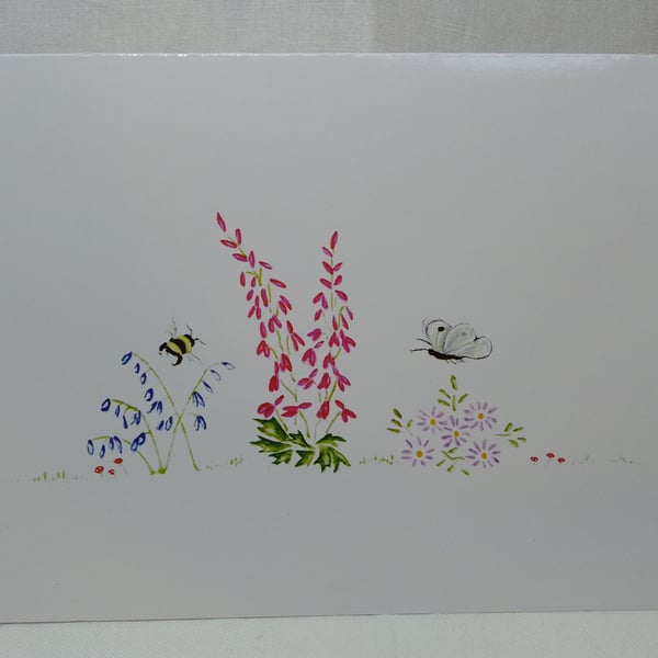 Cards, Greetings Card, Floral, Bee, Butterfly, Blank, From Original Artwork