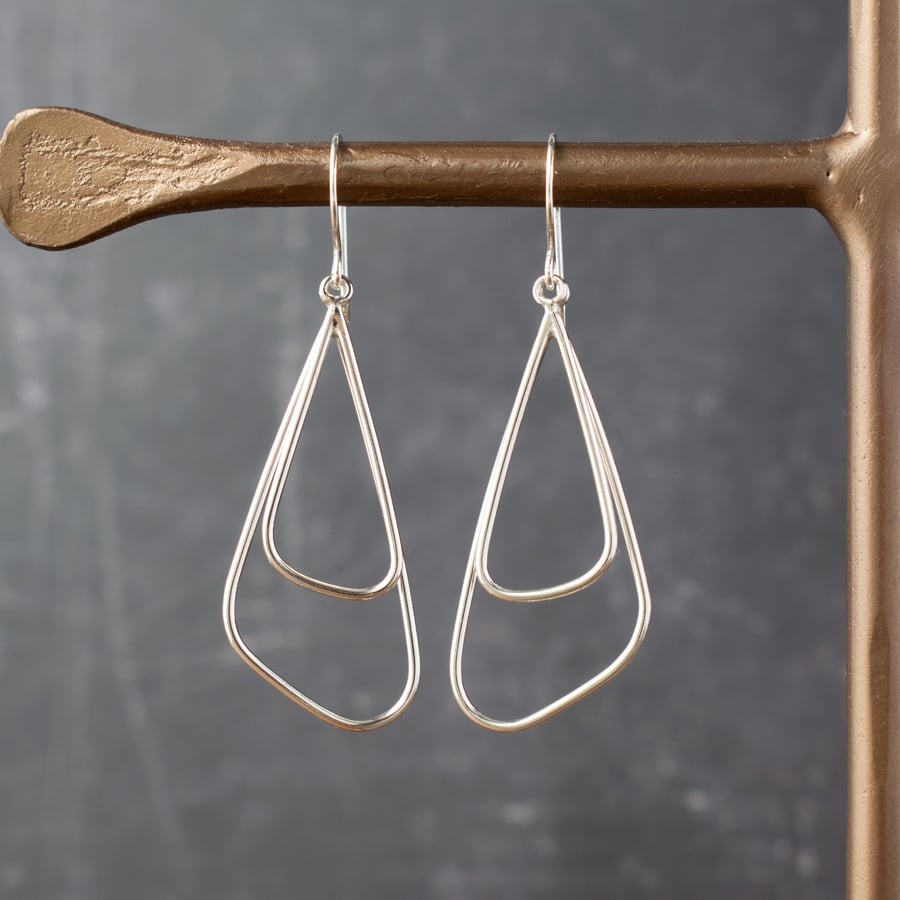 Simple silver hot sale drop earrings