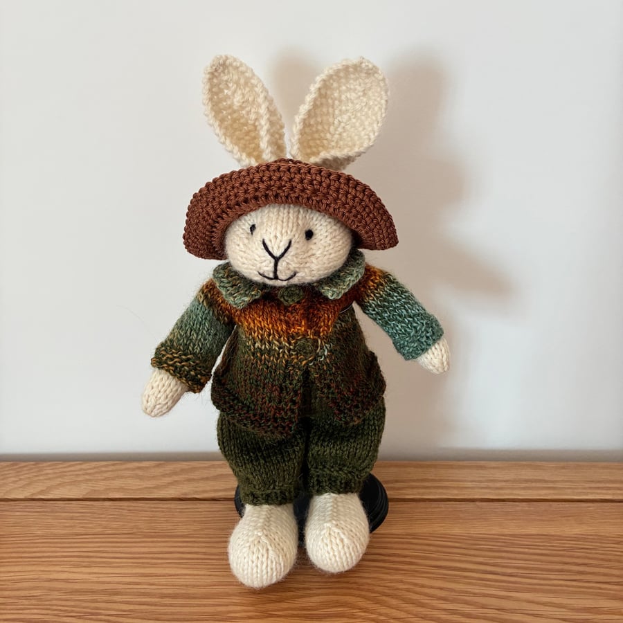 Knitted Rabbit in Autumnal Colours