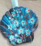 'Blue forget me knots' Handpainted king scallop shell wall art.   - Image 1