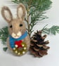 Needle Felted Rabbit Christmas Decoration Handmade Hanging Ornament - Image 1