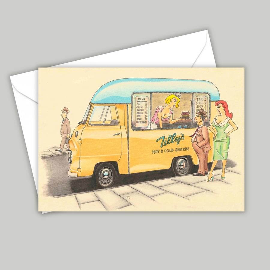 Fun Mid Century Art Illustration, Printed as an all Occasions Greetings Card 