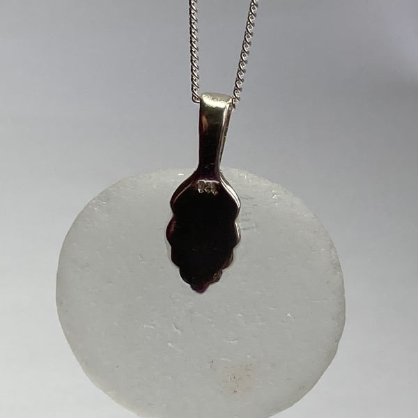 White seaglass pendant on Sterling silver 20inch chain