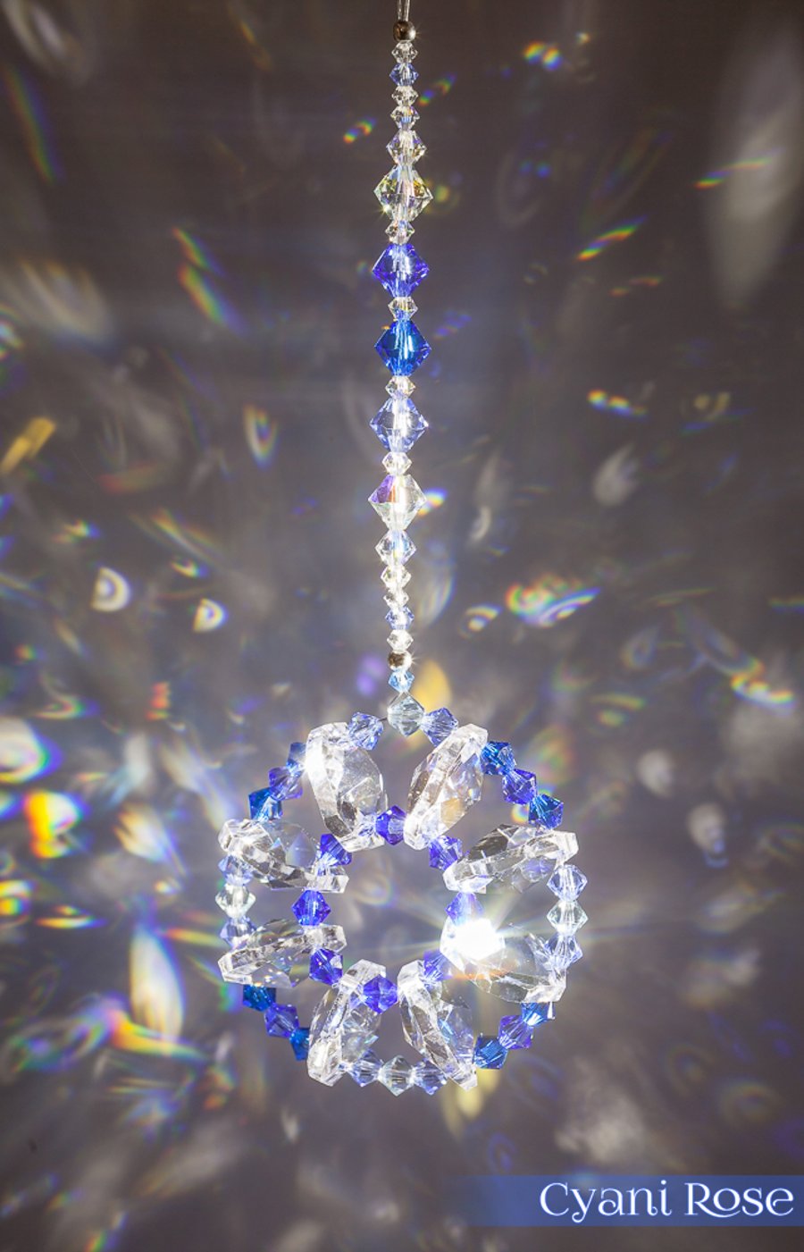 SunCatcher beautiful sparkly Swarovski hanging decoration in blues