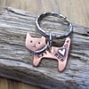 Copper and silver 'cat mum' mixed metal keyring 