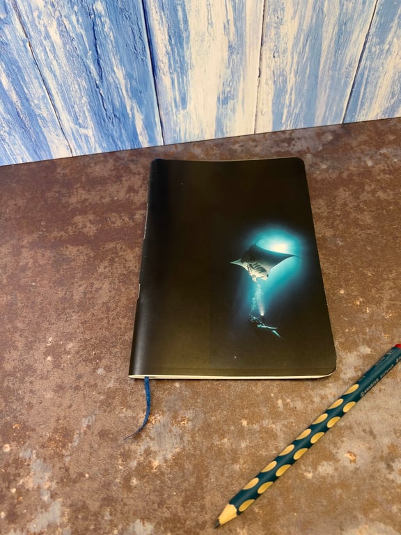 Notebook, Marine themed, A5 (ish), made from up-cycled and recycled materials.