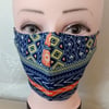 Handmade 3 layers multicoloured reusable adult face mask.