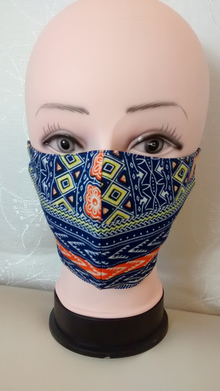 Handmade 3 layers multicoloured reusable adult face mask.