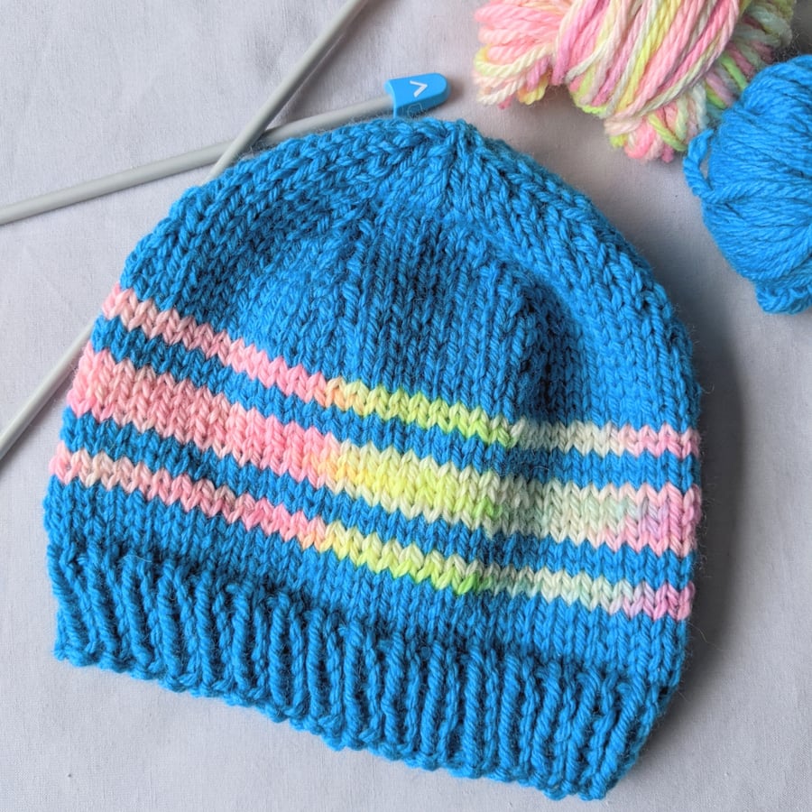 Small child's hand knitted hat - toddler size