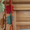 Hand knitted autumn leaf and acorn garland 