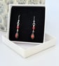 Sterling Silver Fused Glass and Agate Dangle Earrings - Image 2