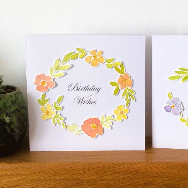 Orange & Yellow Floral Design Birthday Card