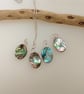 Abalone Paua Shell Cabachon in Sterling Silver Bail Necklace 
