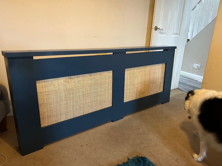 Painted Radiator with rattan panelling large 