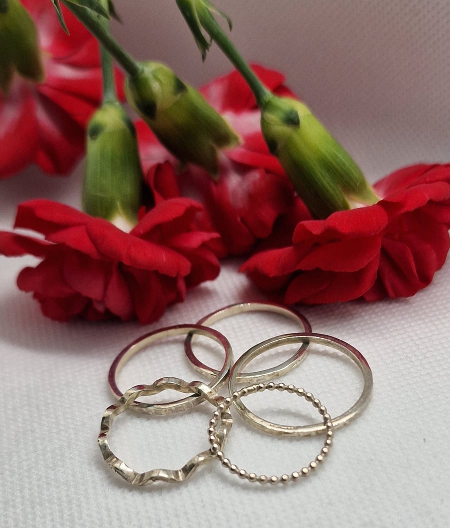 Sterling silver wave stacking ring