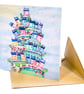 Card - Whimsical Colourful Houses - Blank Inside with Envelope - Image 1