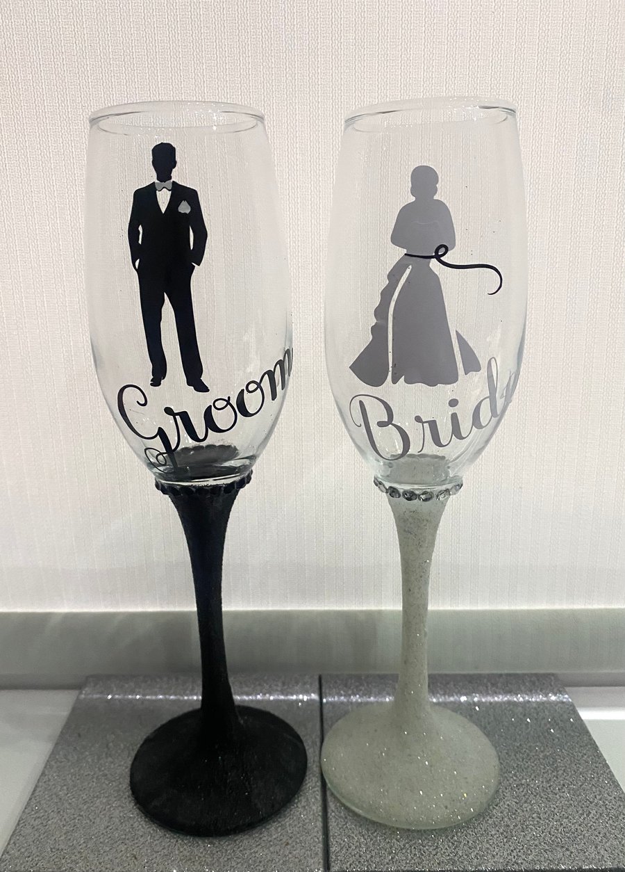 Wedding Glitter Champagne Flutes