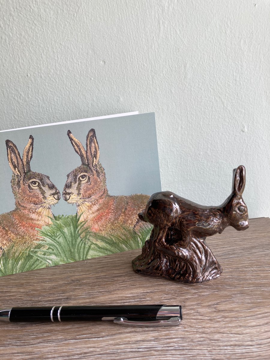 Small Ceramic Running Hare Ornament 