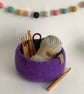 FELTED 'FUSSPOT'  BOWL , tray , desk tidy . Purple ( with button detail )  - Image 6