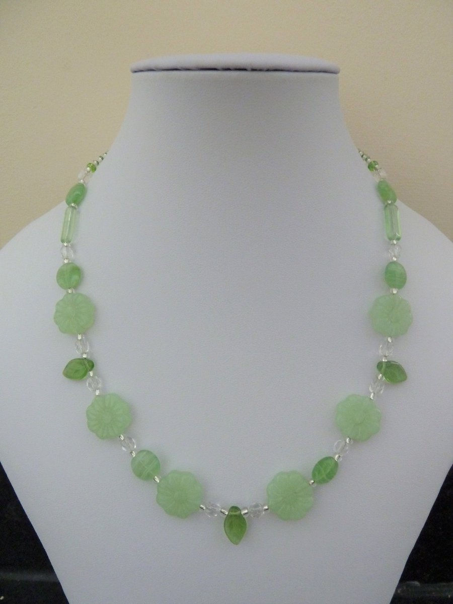green flower necklace