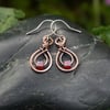 SALE - Copper Teardrop Earrings with Glass Cubes