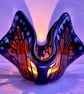 Handmade Plum Fused Glass Butterfly Handkerchief Candle Holder - Image 10