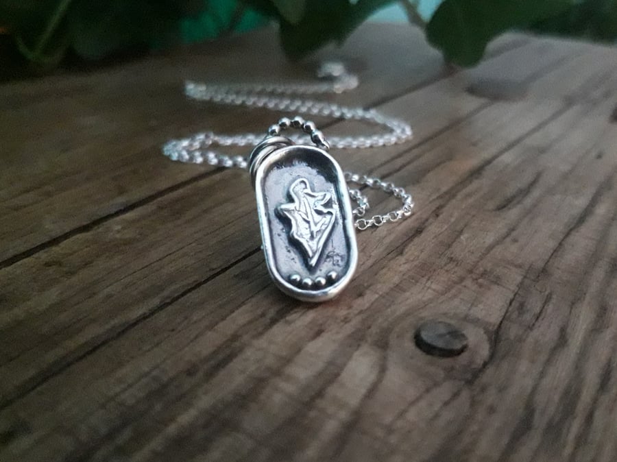 Oak Leaves, Reversible Silver Necklace handmade