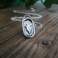 Oak Leaves, Reversible Silver Necklace handmade